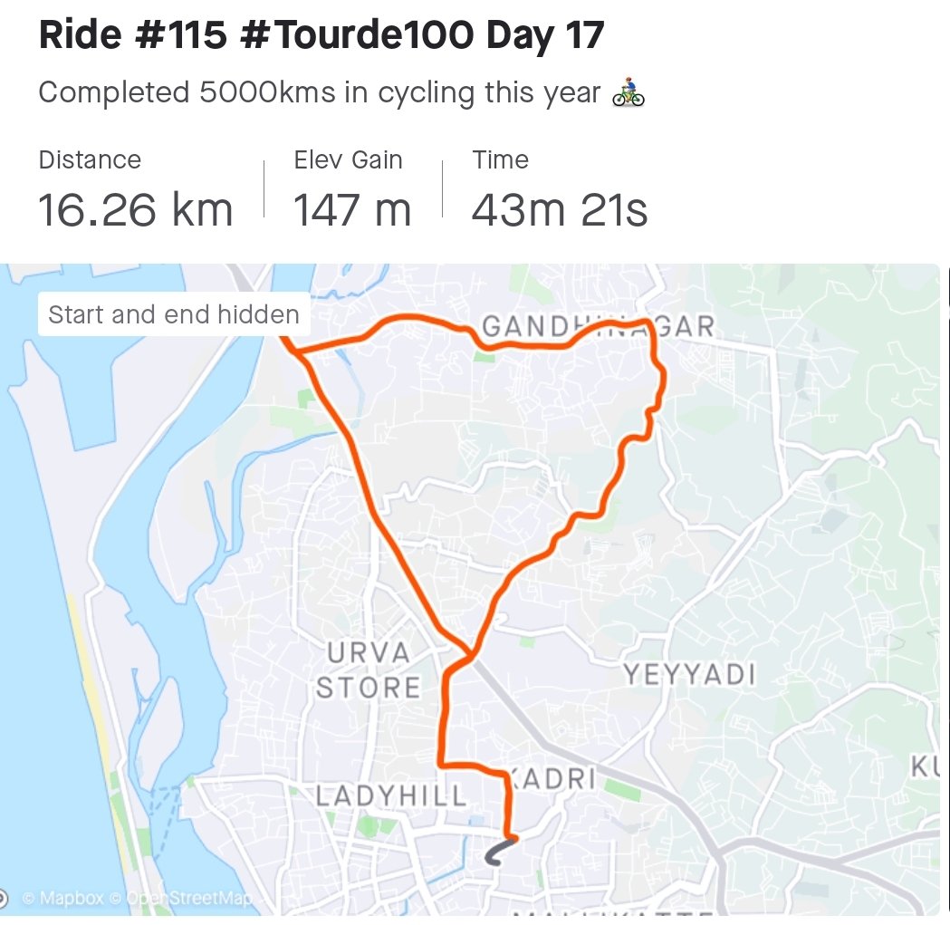 nri33's tweet photo. Completed #5000kms of #cycling this year. 

Ride #115(2022)  #Tourde100 #day17  #cyclinglife @TrekBikesIndia @TrekBikes @Strava #Mangalore #gobybike  #MangaloreCycling #HighwayRide @CorosIndia @COROSGlobal #pace2 https://t.co/CKQ5fmTYo6