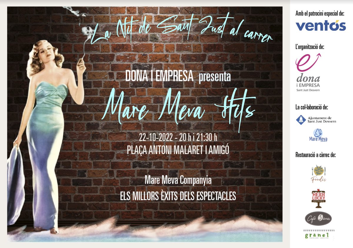 Torna la Nit de #SantJust al Carrer i com cada any trobareu la barra de #DonaiEmpresa a la plaça Malaret

🪩 Aquest any la festa serà molt grossa perquè a part de l'espectacle de Mare Meva, també hi haurà l'actuació del Dj Àxel Pi (<a href="/sidonie_/">@sidonie_</a>)

Amb el patrocini especial de Ventós