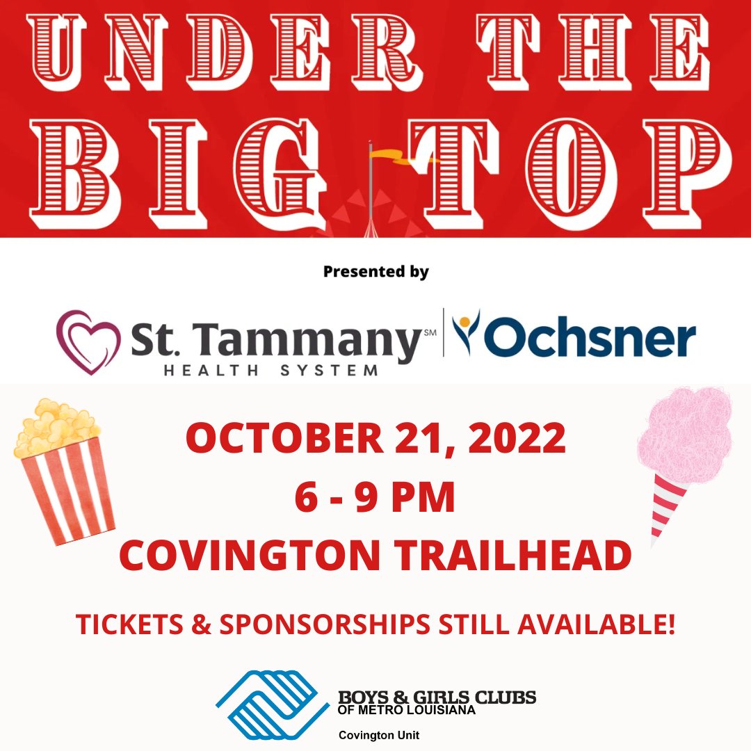 BGCMetroLA's tweet photo. Under the Big Top is happening THIS FRIDAY, OCTOBER 21ST at the Covington Trailhead! Come out and enjoy cocktails, food, a live auction, and carnival fun! Tickets and sponsorships are still available. To learn more, please visit this link https://t.co/a3dvGl5qZq. https://t.co/CaL4uApkft