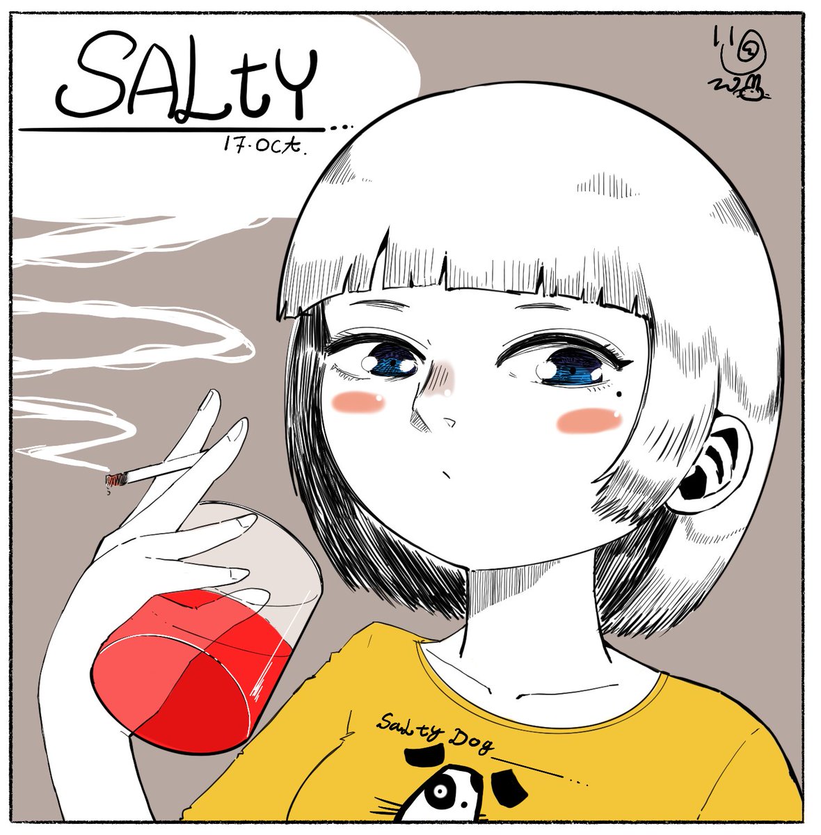 #インクトーバー 
#inktober2022 
Oct 17th Salty
Red "Salty"Dog
#絵描きさんと繋がりたい  #art  #artwork 