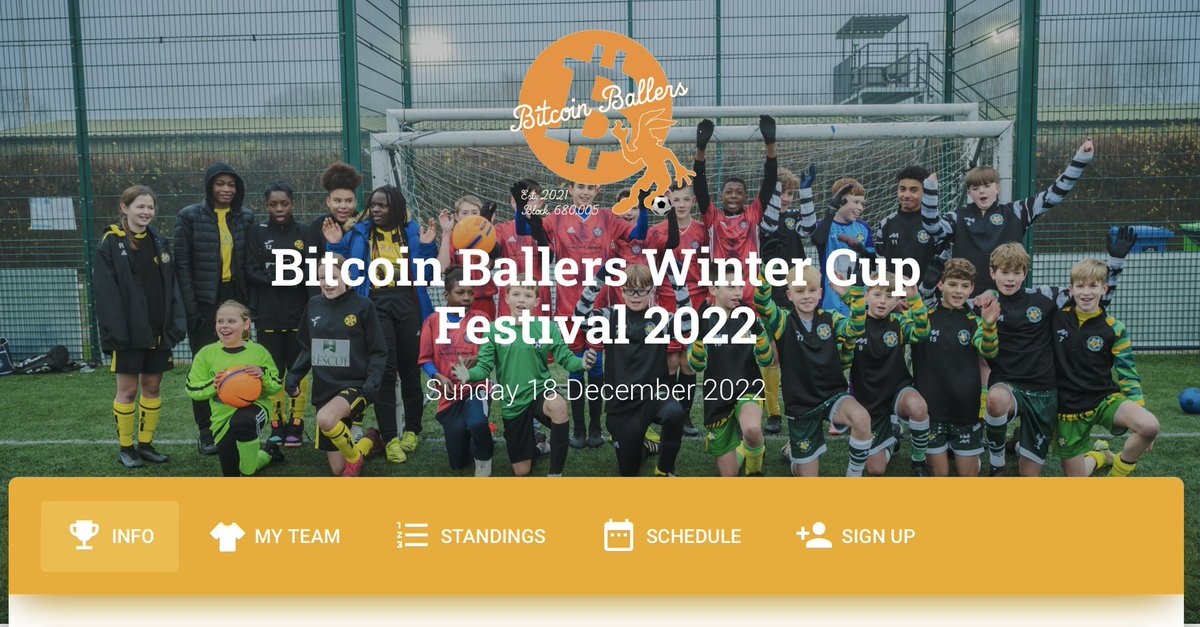 JosiasCarbon's tweet photo. 🏟 ₿itcoin ₿allers Winter Cup Festival 2022
⚽️ U16s & U13s categories
📍 Oxford City FC @BTCMapDotOrg ⚡️📱
🗓 Sunday 18th December 2022
✍️ Register your team https://t.co/rg2AAikzel
🎥 Watch the #BBWCF2021 reel https://t.co/LheG6Xl6CT
📲 DM for further info ❄️🏆⚽️🧡
#BBWCF2022 https://t.co/kF0DFoXiKL