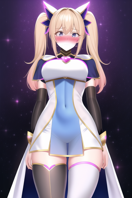 AIくんの考える
「衣装が透けて肌が見えているサイバーな魔法少女」

 Magical girl, cyber, The clothes are transparent and the skin is visible, embarrassed, 