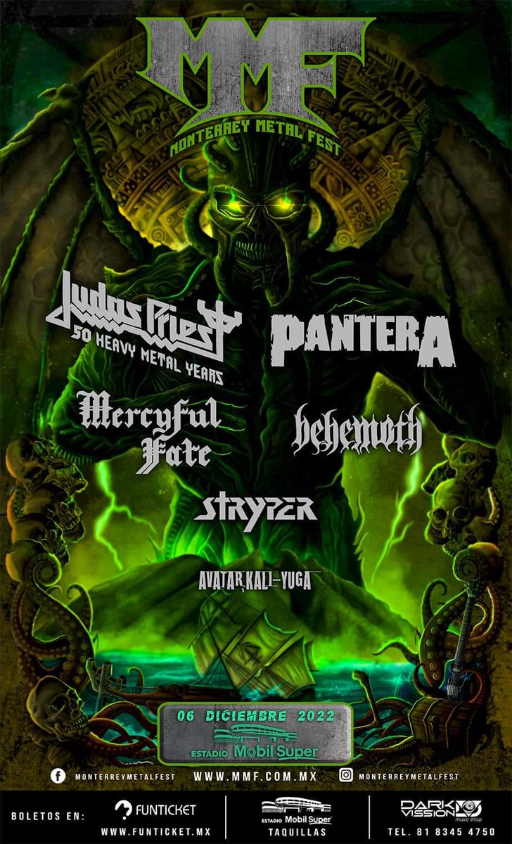 oficialmmf's tweet photo. Monterrey Metal Fest (MMF) Oficial
06 Diciembre 2022
Estadio Mobil Super 
Compra tus boletos SIN CARGO en 
Dark Vission Music Shop
Envíos 🚚 a todo México 🇲🇽

@judaspriest 
@Pantera
@MercyfulFate_HQ
@Stryper
@BehemothBand
@avatarmetalband

#mmf #monterreymetalfest #mmf2022 #dve https://t.co/pT0WIgsfXb