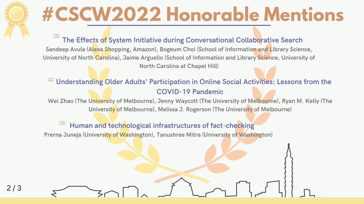 ACM_CSCW's tweet photo. 𝗟𝗲𝘁 𝘂𝘀 𝗰𝗼𝗻𝗴𝗿𝗮𝘁𝘂𝗹𝗮𝘁𝗲 𝘁𝗵𝗲 𝗮𝘂𝘁𝗵𝗼𝗿𝘀 𝗼𝗳 𝘁𝗵𝗲𝘀𝗲 𝟵 𝗽𝗮𝗽𝗲𝗿𝘀 𝘄𝗵𝗶𝗹𝗲 𝘁𝗵𝗮𝗻𝗸𝗶𝗻𝗴 𝗮𝗹𝗹 𝘁𝗵𝗲 𝗔𝗖𝘀 𝗥𝗲𝘃𝗶𝗲𝘄𝗲𝗿𝘀 𝗮𝗻𝗱 𝗔𝘄𝗮𝗿𝗱𝘀 𝗖𝗼𝗺𝗺𝗶𝘁𝘁𝗲𝗲 𝗳𝗼𝗿 𝘁𝗵𝗲𝗶𝗿 𝘃𝗮𝗹𝘂𝗮𝗯𝗹𝗲 𝘄𝗼𝗿𝗸. https://t.co/sRjhXF3nxH