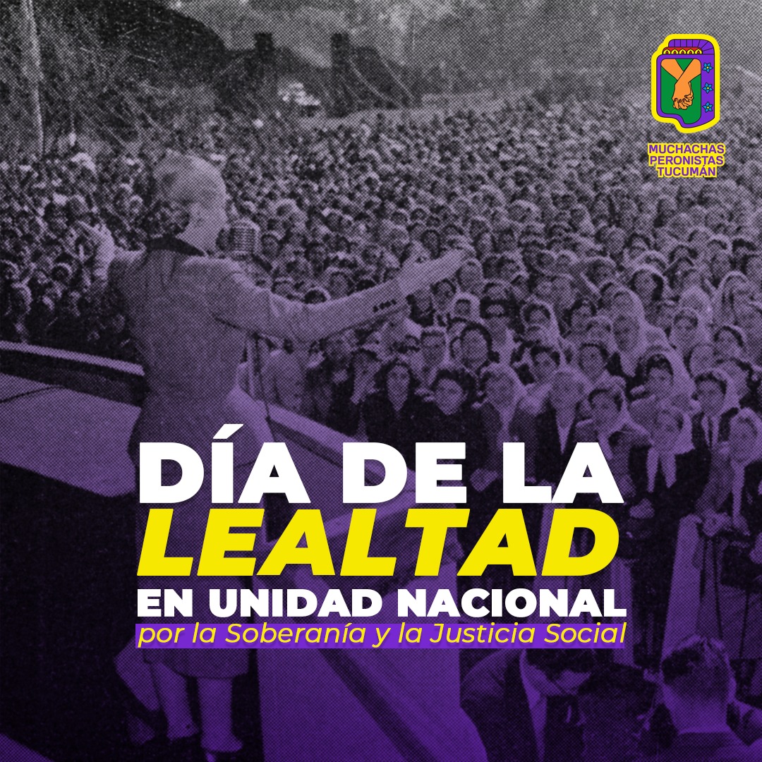 MuchachasPTuc's tweet photo. "No hay nada que sea más fuerte que un pueblo. Lo único que se necesita es decidirlo a ser justo, libre y soberano" 
Eva Duarte de Perón

¡FELIZ DIA DE LA LEALTAD, COMPAÑERXS! ✌🏼

#17deoctubre #lealtadperonista #peronismo #militanciaperonista https://t.co/1uSC0IHecY
