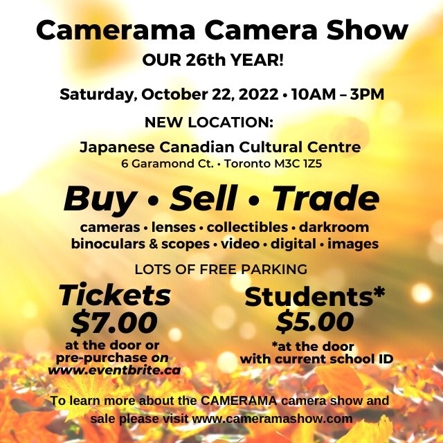 cameramashow's tweet photo. Camerama show this Saturday Oct. 22nd https://t.co/98YQywPSkG