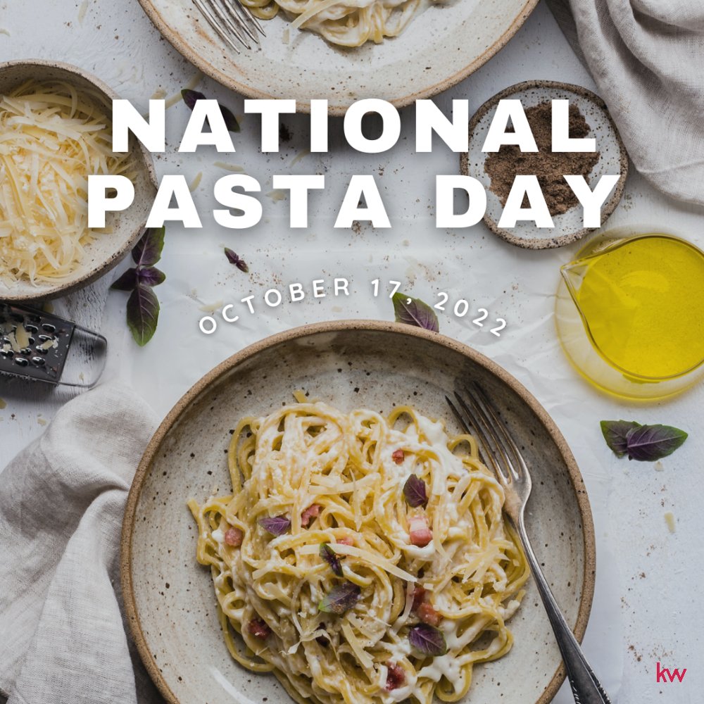 realtordevers's tweet photo. The best 2 combos invented are carbs &amp; delicious sauce.  Celebrate this carb-tastic day with your favorite pasta! How? Host a pasta dinner. Indulge in your favorite dish. Take a pasta-making class. #nationalpastaday #creamypasta #alfredopasta #pastatime #pastanight https://t.co/HaLQv0zQ9i