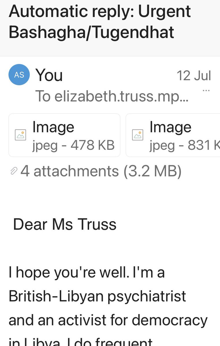 LibyanIntegrity's tweet photo. I wrote to Liz Truss about improper conduct by MPs re Fathi #Bashagha, Haftar, the Russian connection AND lobbyists on the 12th July. I received a response from @FCDOGovUK on 8th August. Here are 3 screenshots. I also wrote to others about this #Fullbrook #Libya @Gabriel_Pogrund https://t.co/DYvGus4pYg