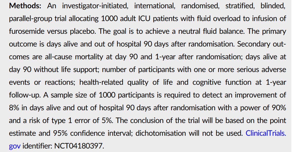 CritCareReviews's tweet photo. This GODIF trial looks awesome!

Goal directed fluid removal with furosemide vs placebo 

➡️1000 ICU patients with fluid overload
➡️furosemide infusion vs placebo
➡️1⃣ outcome - days alive &amp; out-of-hospital at day 90

Stay up-to-date with the literature
https://t.co/Sp06oA7gte https://t.co/GwElExRT0e