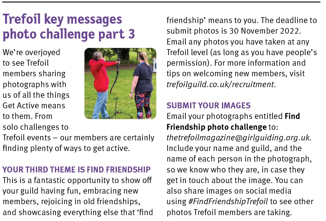 TrefoilGuild's tweet photo. Are you taking part in our #FindFriendshipTrefoil photo challenge? Send us your fave shots of finding friendship in your Trefoil Guild, county, or country or region! email thetrefoilmagazine@girlguiding.org.uk today 📸 https://t.co/LsiBCASm8v