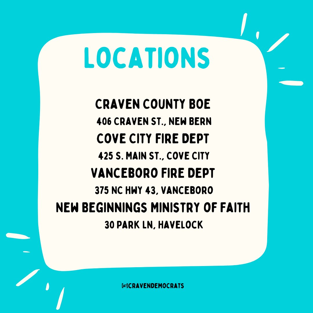 CravenDemocrats's tweet photo. #earlyvote starts Oct 20th! Fast, simple, smart. https://t.co/iGSfLxM1ry
