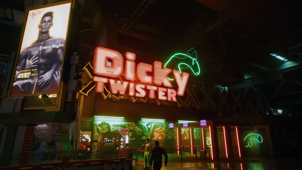 SimLennick's tweet image. Night City gay night life starts at Dicky Twister and ends at Konpeki Plaza #iykyk #Cyberpunk2077PhotoMode