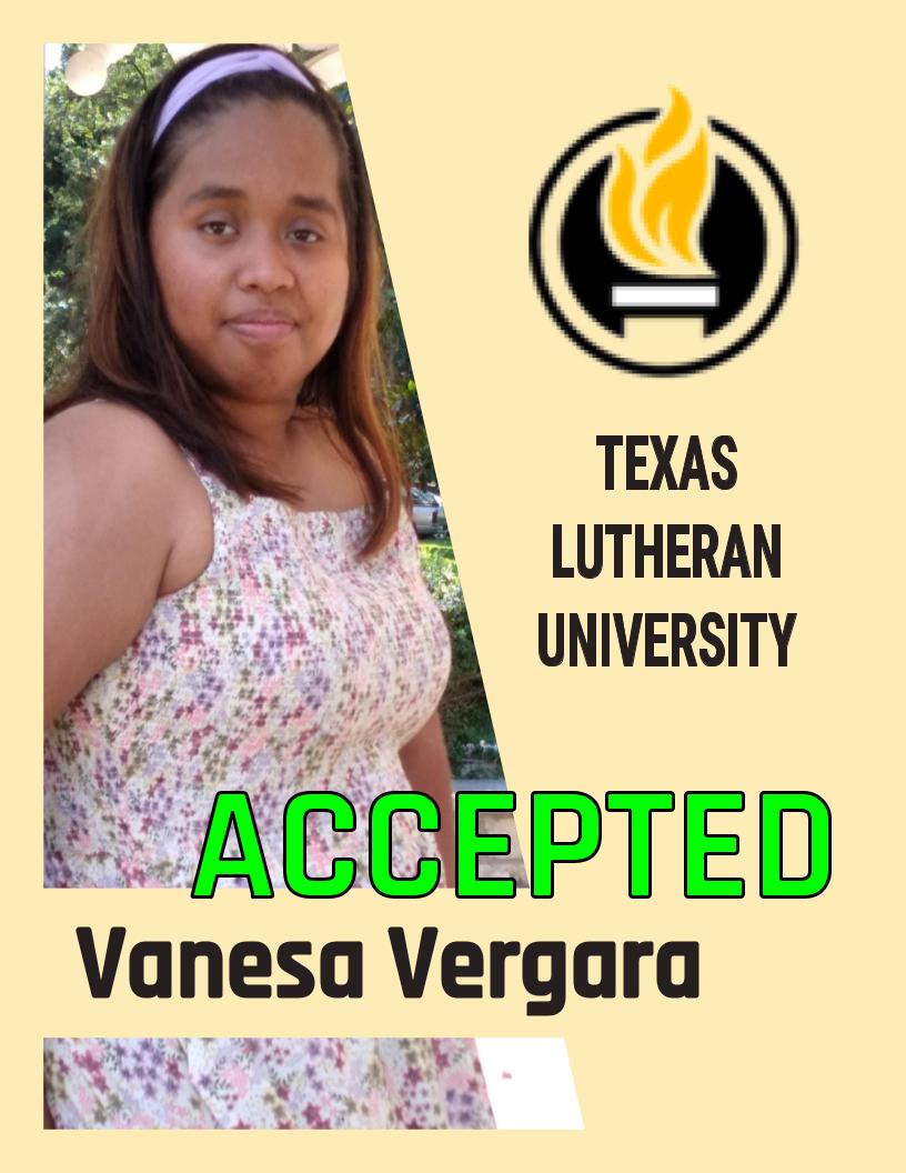 SMHS College & Career Center (@smhs_ccc) on Twitter photo Vanesa has received her acceptance letter from TLU. Congratulations Vanesa!! 🎊 Vanesa has received her acceptance letter from TLU. Congratulations Vanesa!! 🎊