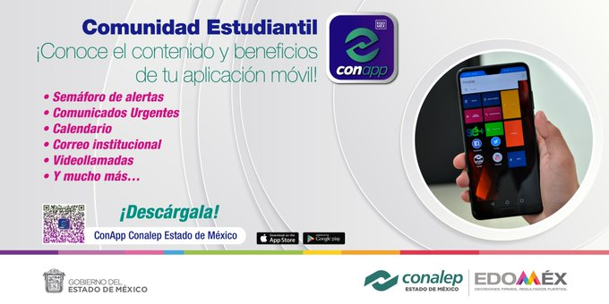 CemVillaVict's tweet photo. Estudiante #conalepmex instala la #Conapp en tu dispositivo móvil y disfruta de los diversos beneficios.
📲Disponible
⬇️ en
#IOS
#Android
@IsraelJeroL
@MarlonM202
@Conalep_Edomex https://t.co/XMevOrw8P9