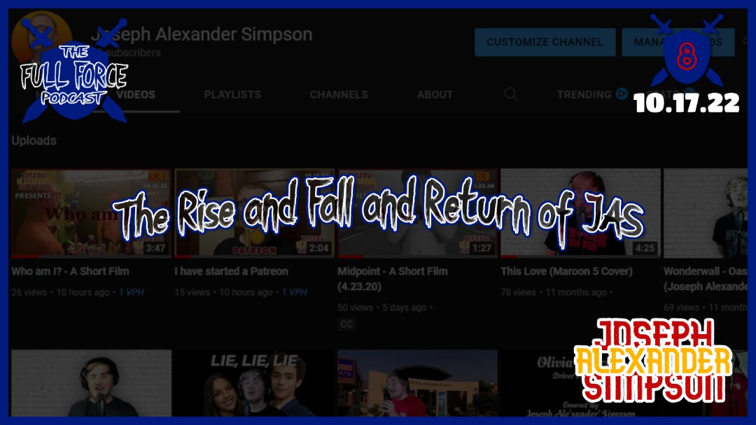 FullForceJAS's tweet image. The Full Force Podcast is back! Joseph Alexander Simpson (@RealJosephAS) talks relaunching his channel, and how he started online!

youtu.be/q7oQ6IgG0HY