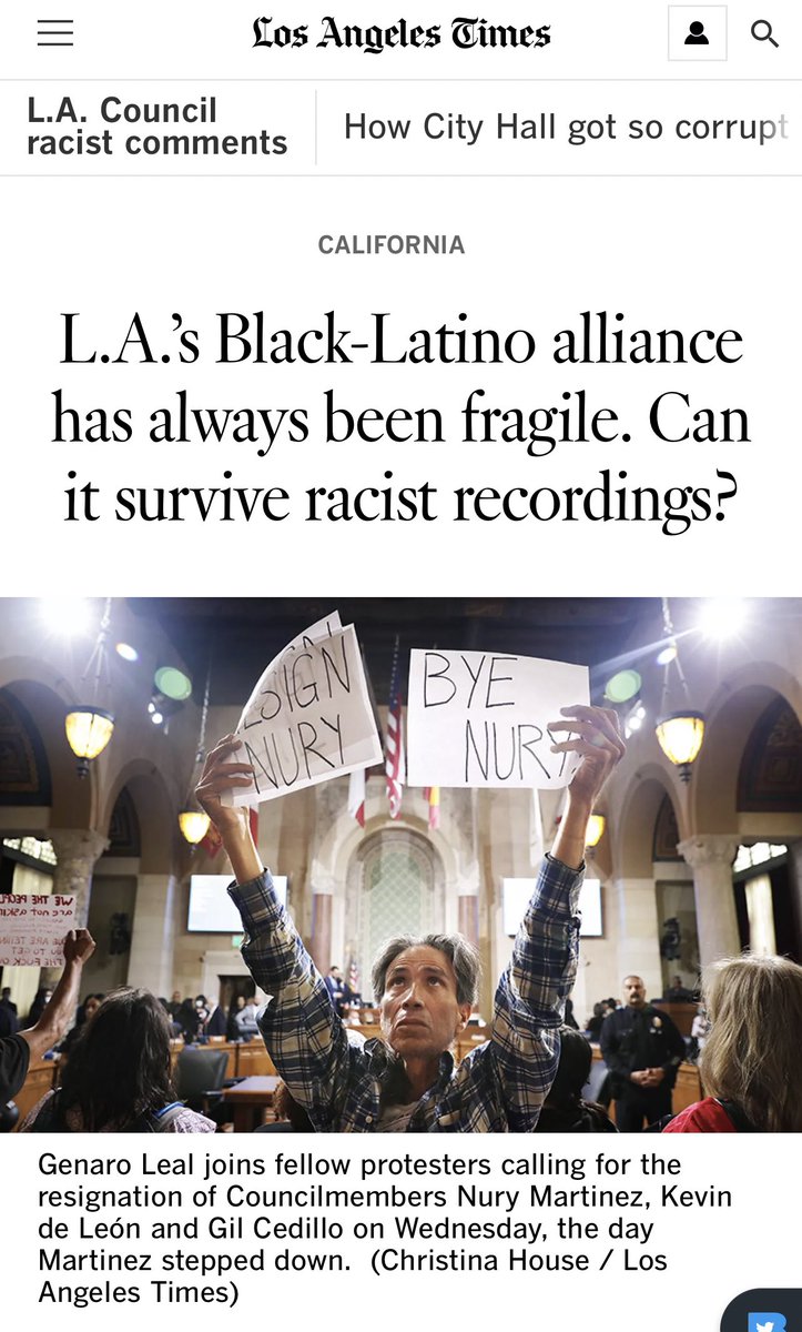 PplsCityCouncil's tweet photo. Garbage headline by @latimes that does more damage to hurt the “Black-Latino alliance” than anything else. If you’ve been on the ground then you’ve seen the massive multi-cultural solidarity. https://t.co/M2T6IvkATz