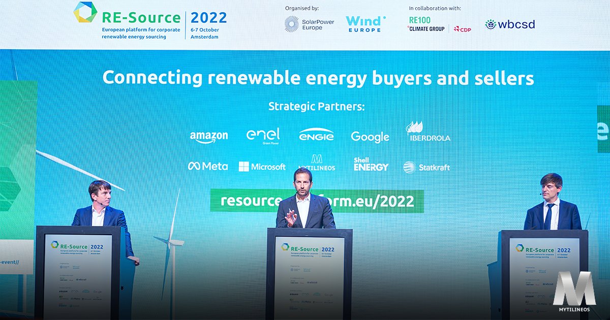 MetlenSA's tweet photo. N. Keramidas, Director of Regulatory Affairs, and N. Bitsios, Head of Brussels Office, represented #MYTILINEOS at @RE_Source_EU on October 6-7, where direct supply contracts for electricity from RES and the energy transition were extensively discussed. #RESource2022 https://t.co/4YXkeKI9lq