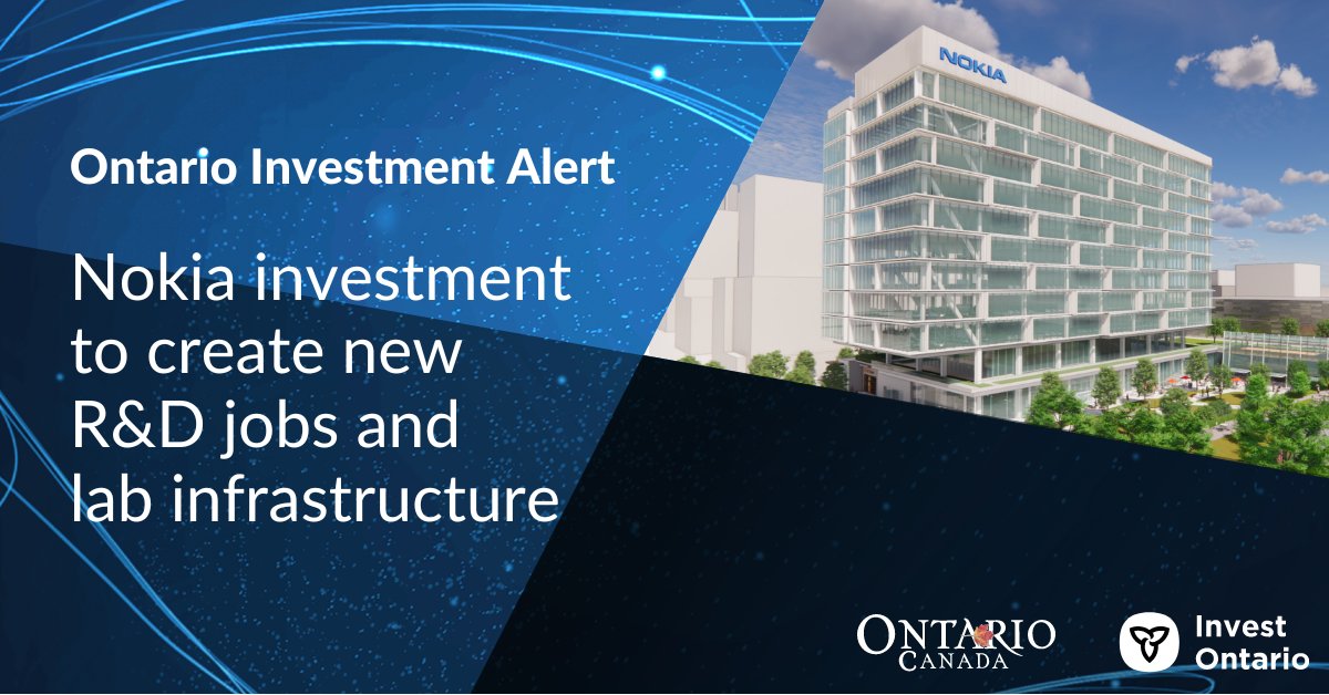 investontario's tweet photo. .@NokiaCanada picks #Ontario as their Canadian home for R&amp;D in #5G, #artificialintelligence and #cybersecurity: https://t.co/z8rBQ4rEbF @nokia @Invest_Ottawa @KNasimON @cbnpeet @EarlProvost @apinto27 @ihctodd @SophiaAa @JagBadwal @DigvijayMehra https://t.co/YswHD8SjoM