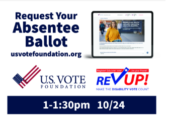 US_Vote's tweet photo. Everyone should be able to vote, regardless of their circumstances. That's why we teamed up with @RevUpCampaign! This webinar will teach you how to use the tools on our website and request your absentee ballot for the midterms. Sign up for free here: https://t.co/qFYdqJPKhb https://t.co/rnP8G8DSVo