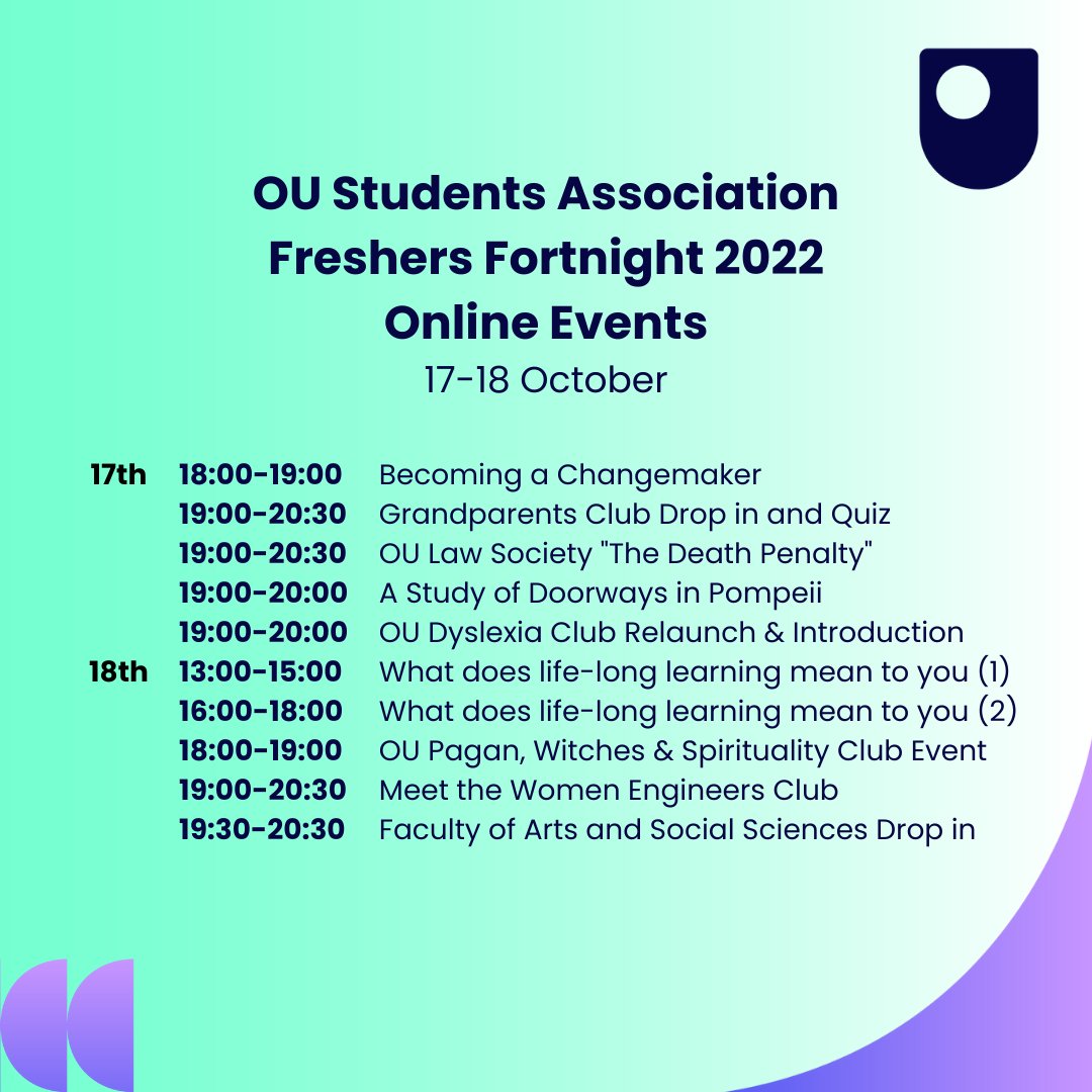 OUBelfast's tweet photo. Here's a handy guide for week 2 of the @OUstudents #FreshersFortnight. 📅

You can view the events via the images or check out the full programme at the link below 👇

https://t.co/GH0oZ4wrSr https://t.co/iCTmyiNP8T