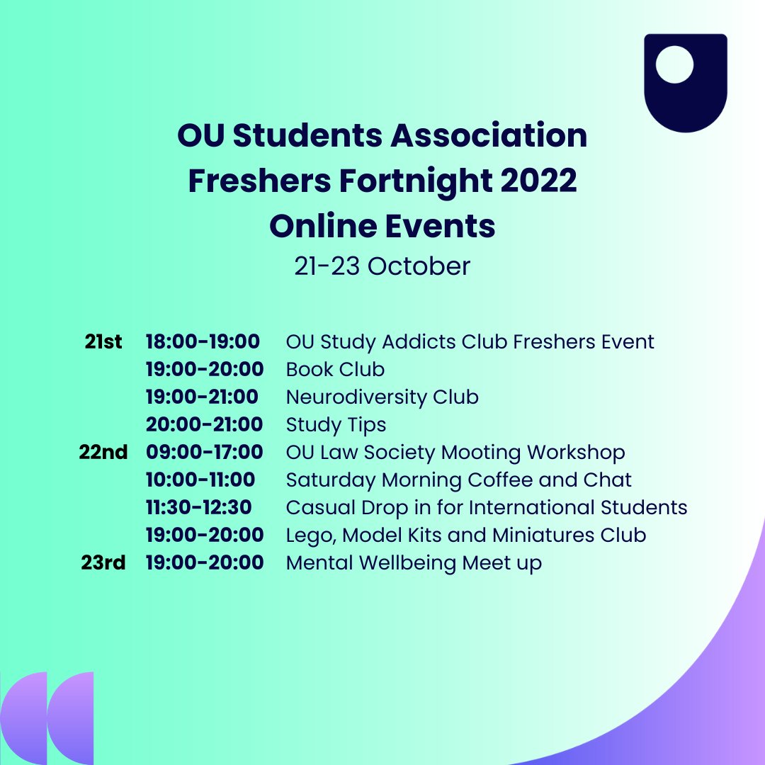 OUBelfast's tweet photo. Here's a handy guide for week 2 of the @OUstudents #FreshersFortnight. 📅

You can view the events via the images or check out the full programme at the link below 👇

https://t.co/GH0oZ4wrSr https://t.co/iCTmyiNP8T