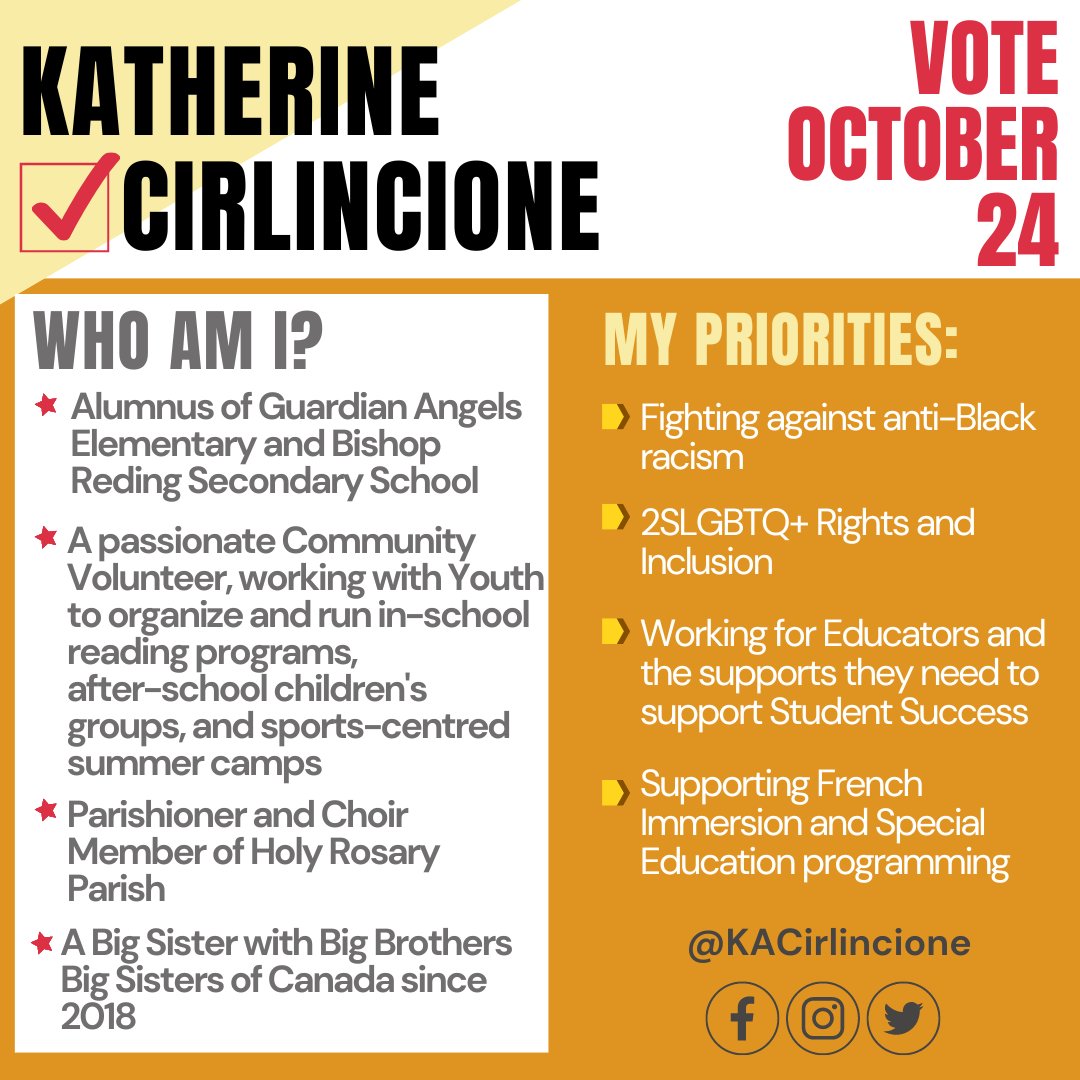 As an alumnus of HCDSB elementary and secondary and an active community member I am honoured to be a trustee candidate.

On October 24th vote for a voice from our community. A voice for change and representation.