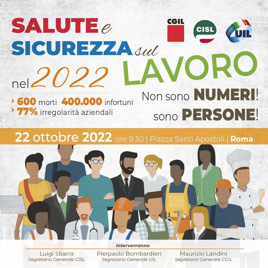 Insieme, per la #salute e la #sicurezzasulavoro.
#uil #uilfpl #piùdirittimenodisuguaglianze