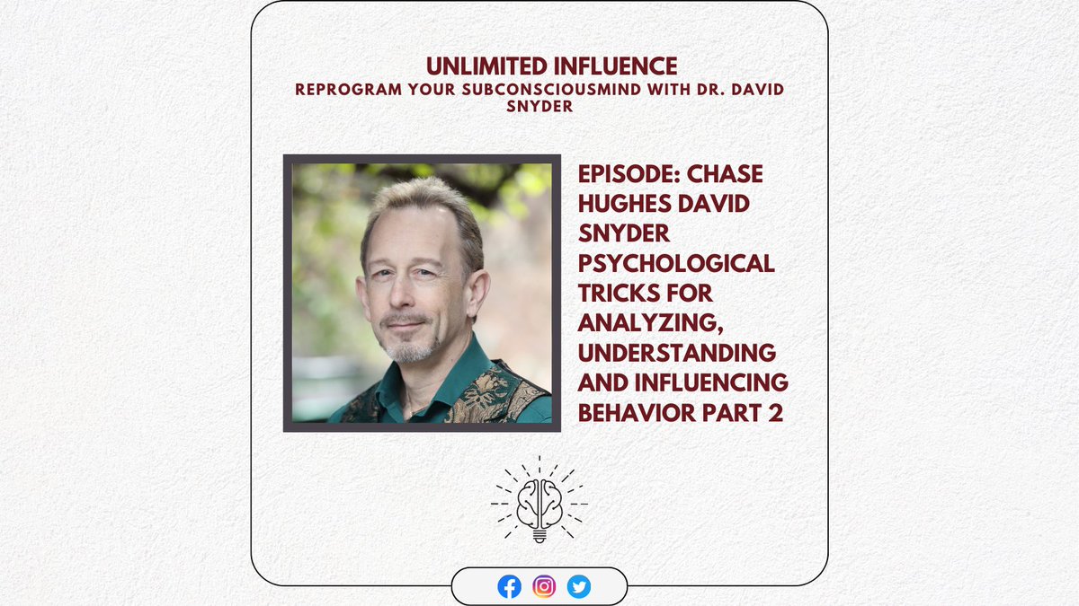 DavidSnyderNLP's tweet photo. In this segment, Dr. David and Chase Hughes talk about Confidence, Identity, Self-worth, and Personas. Don’t miss this second part! #NLP #NLPCoaching #UnlimitedInfluence
Podcast: https://t.co/MlEINDJeme
YouTube: https://t.co/An6S7B0cli https://t.co/IsX0p61bgE