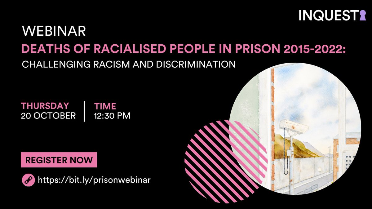 Join us for a discussion of our ground-breaking report looking at the deaths of 22 racialised people in prison. Analysing new data we examine how institutionalised racism leads to the preventable deaths of racialised people in prison. Sign up here: bit.ly/prisonwebinar