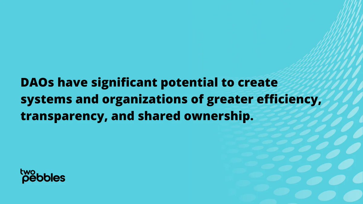 TwoPebbles_io's tweet image. #DAOs have significant potential to create systems and organizations of greater efficiency, transparency, and shared ownership. That being said, they’re not yet foolproof. You can learn more about the risks and challenges in the white paper.

#blockchain #polkadot $DOT $KSM