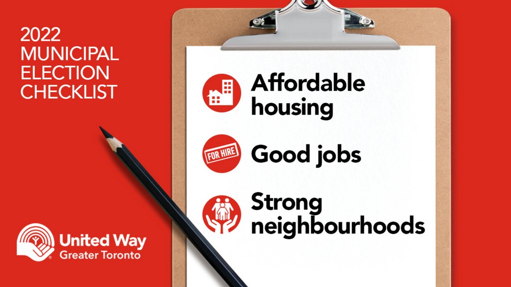 Municipal elections are next Monday, and <a href="/UWGreaterTO/">United Way Greater Toronto</a> has published a checklist for voters to keep in mind before heading to the polls. #TakeActionOnPoverty

uwgta.org/election-check…

🏡 Affordable Housing
👷🏾 Good Jobs
🏘️ Strong Neighbourhoods