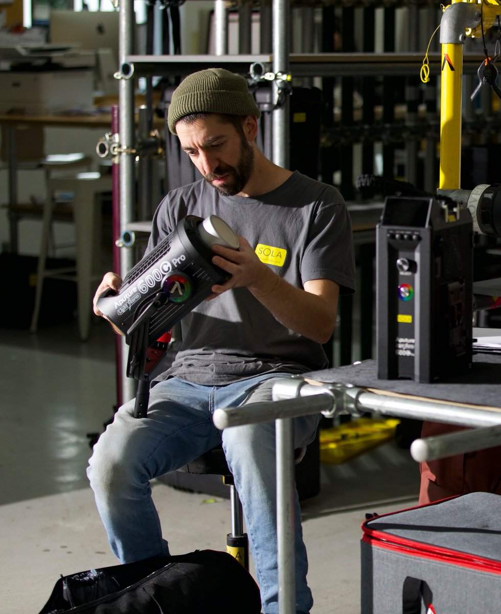 Solalights's tweet photo. Adam checking back in an Aputure 600C. New to stock at Solalights. https://t.co/mdQOBNk2fA