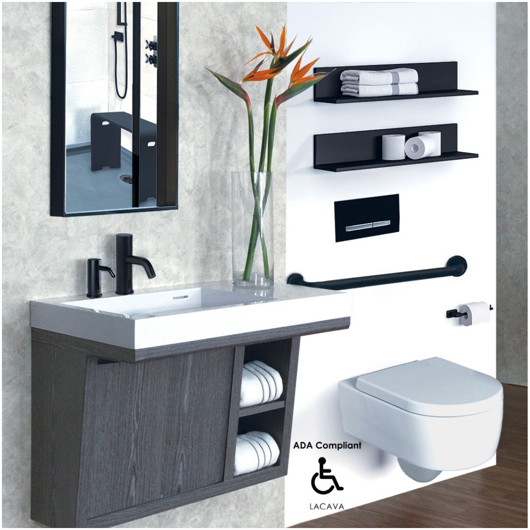 Not only do we strive to create high quality bath design, we make sure to incorporate accessibility and functionality. Visit the LACAVA site and peruse the rest of our ADA Compliant products.

#ada #ergonomic #safety #function #access #bathdesign #beautiful #photography #style
