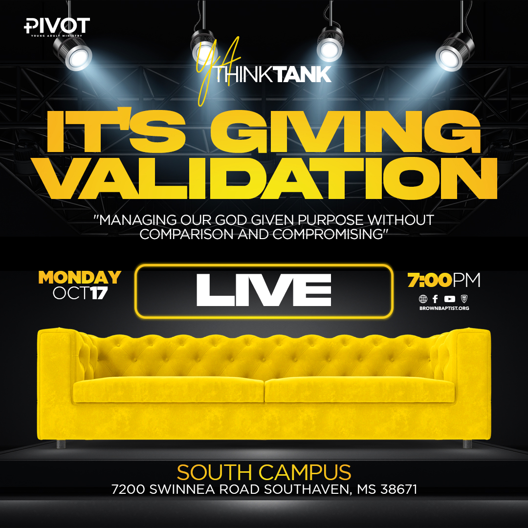 BrownBaptist's tweet photo. Join the #bmbcyoungadults at 7PM for an all new IN-PERSON YA Think Tank!

#BMBC #YearofPower #BrownBaptist #PIVOT2022 #YoungAdults #YAThinkTank #PIVOT #EmpoweredToShift #TimeToShift https://t.co/n0bAZOjHyz