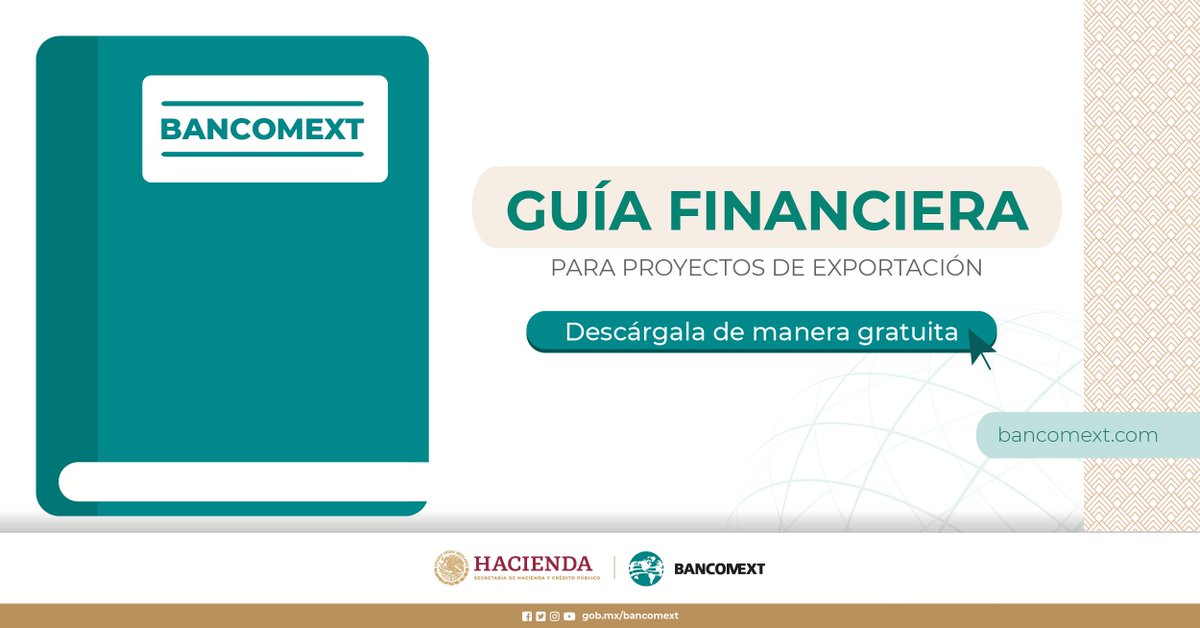 Consulta nuestra “𝗚𝘂í𝗮 𝗳𝗶𝗻𝗮𝗻𝗰𝗶𝗲𝗿𝗮 𝗽𝗮𝗿𝗮 𝗽𝗿𝗼𝘆𝗲𝗰𝘁𝗼𝘀 𝗱𝗲 𝗲𝘅𝗽𝗼𝗿𝘁𝗮𝗰𝗶ó𝗻”

Entra la #BibliotecaVirtual para descargarla👉 bit.ly/3853Dgt