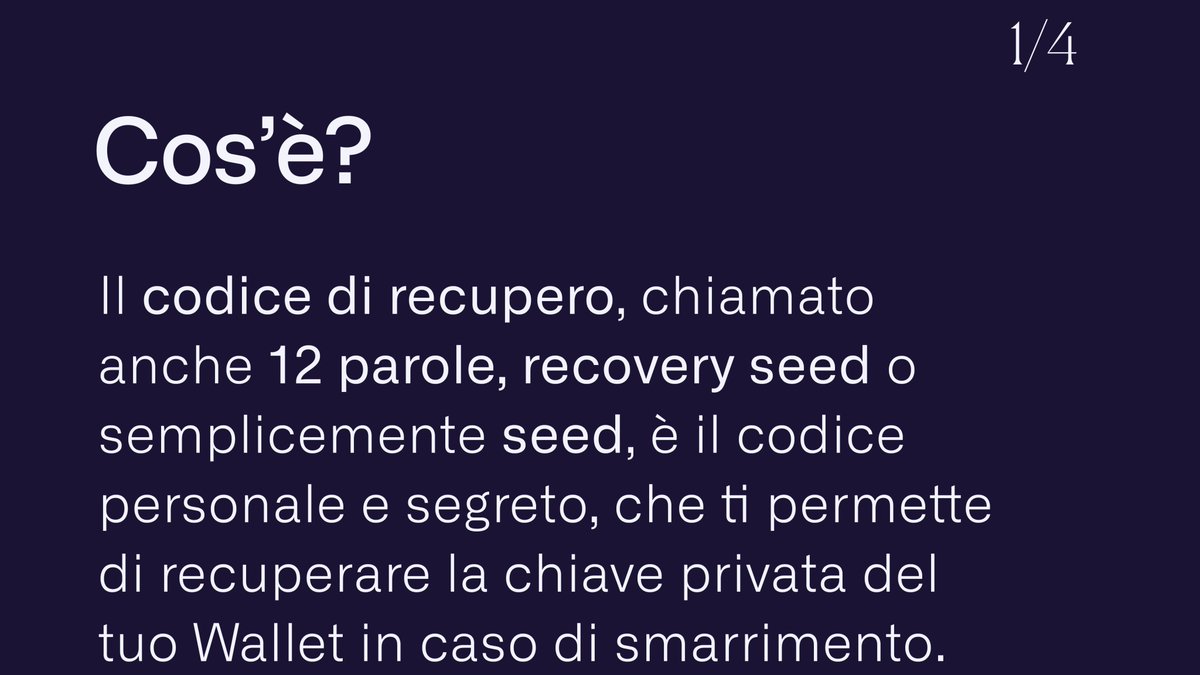 conio's tweet photo. Codice di recupero? Seed? 12 parole? 🤔
Probabilmente ne hai sentito parlare ma forse stai ancora sottovalutando questo codice, che invece è fondamentale per l'ottimale gestione di ogni #Wallet #bitcoin
#portafogliobitcoin #walletbitcoin #sicurezza #seed #criptovalute #conio https://t.co/knnZSx7IFe