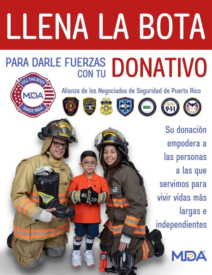 Sé parte de la campaña "Llena la Bota", regala vida! Haz tu donación a los pacientes de disfrofia muscular <a href="/mdapr/">MDA Puerto Rico</a> en alianza con el <a href="/Bomberos_de_PR/">Negociado del Cuerpo de Bomberos</a> 👇

filltheboot.donordrive.com/index.cfm?fuse…