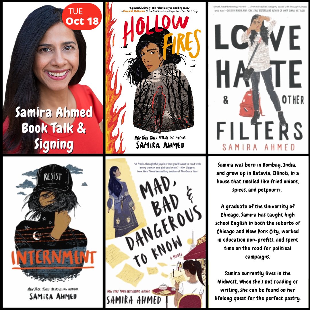 📚 Tomorrow we welcome author Samira Ahmed to VHHS and show her how much we #VHReads!
📚 Class and SH presentations periods 1,2,4 in Studio Theater.
🍕 Book Club lunch period 5 in LMC classroom.
✍️ Book signing periods 3,6 in Foyer.
@chsd128 <a href="/d128union/">D128Union</a> @sam_aye_ahm