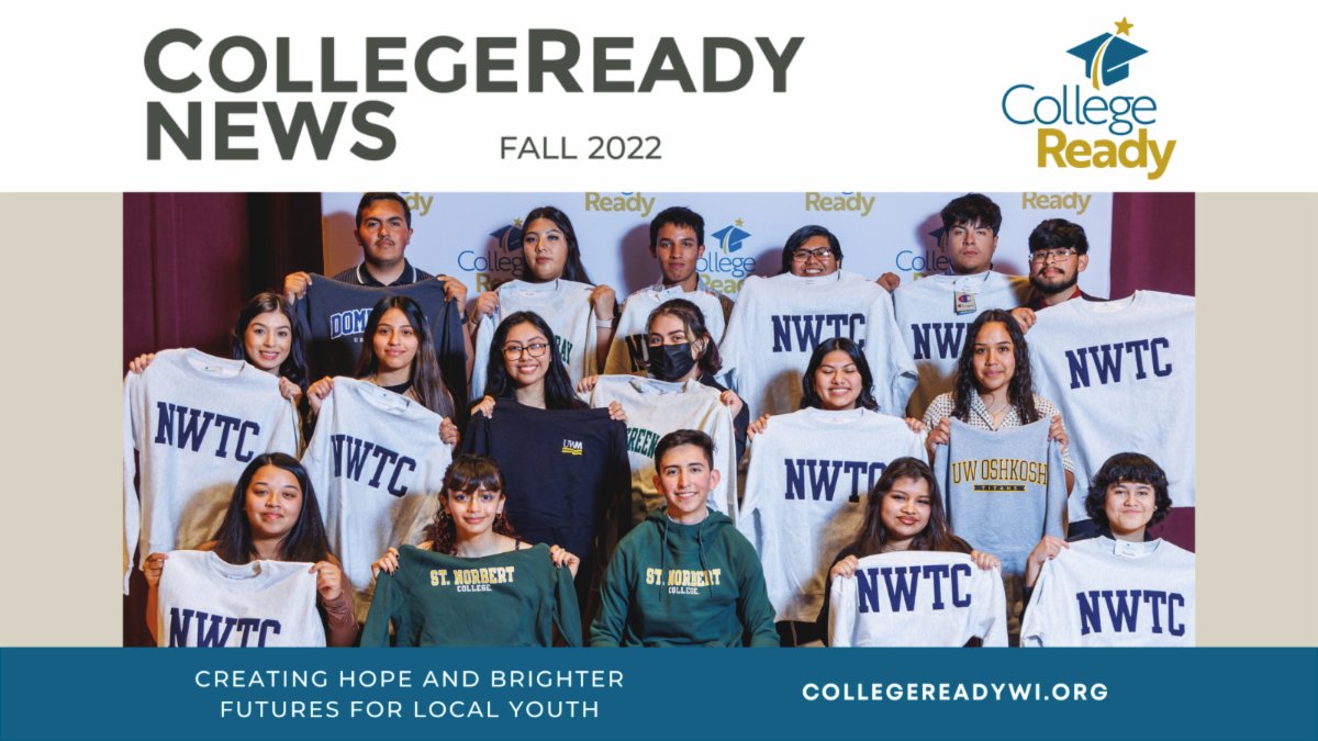 CollegeReadyWI's tweet photo. Back to School is busy at CollegeReady - click to check out our Fall 2022 #newsletter (https://t.co/gVr3mrzgsN) and learn how our community has been helping local students achieve their dreams!
#CollegeReadyNews #NEWScholars #education #scholarships
https://t.co/gVr3mrzgsN https://t.co/fkvMCYkIyr