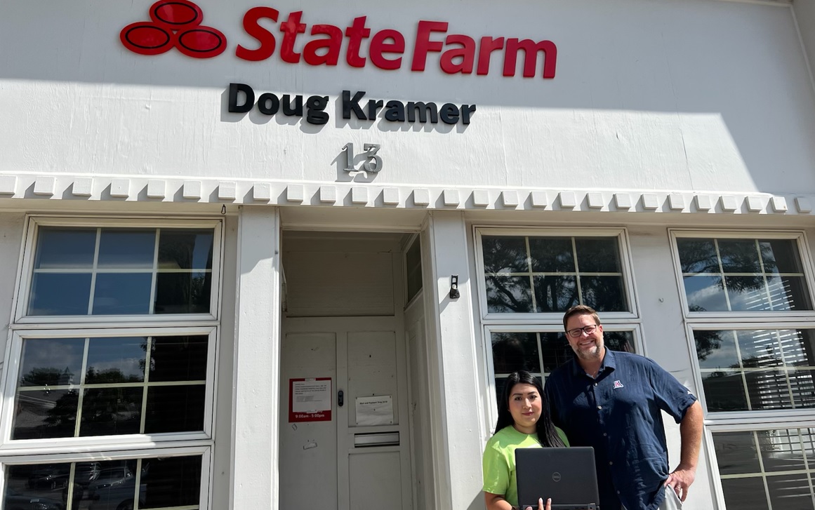 Thank you to State Farm for the donation of 12 computers for use in our On the Money internship program! Thank you also to our volunteer, agent Doug Kramer, pictured here, for his continued support. <a href="/SF_LisaC/">Lisa Cooper</a>