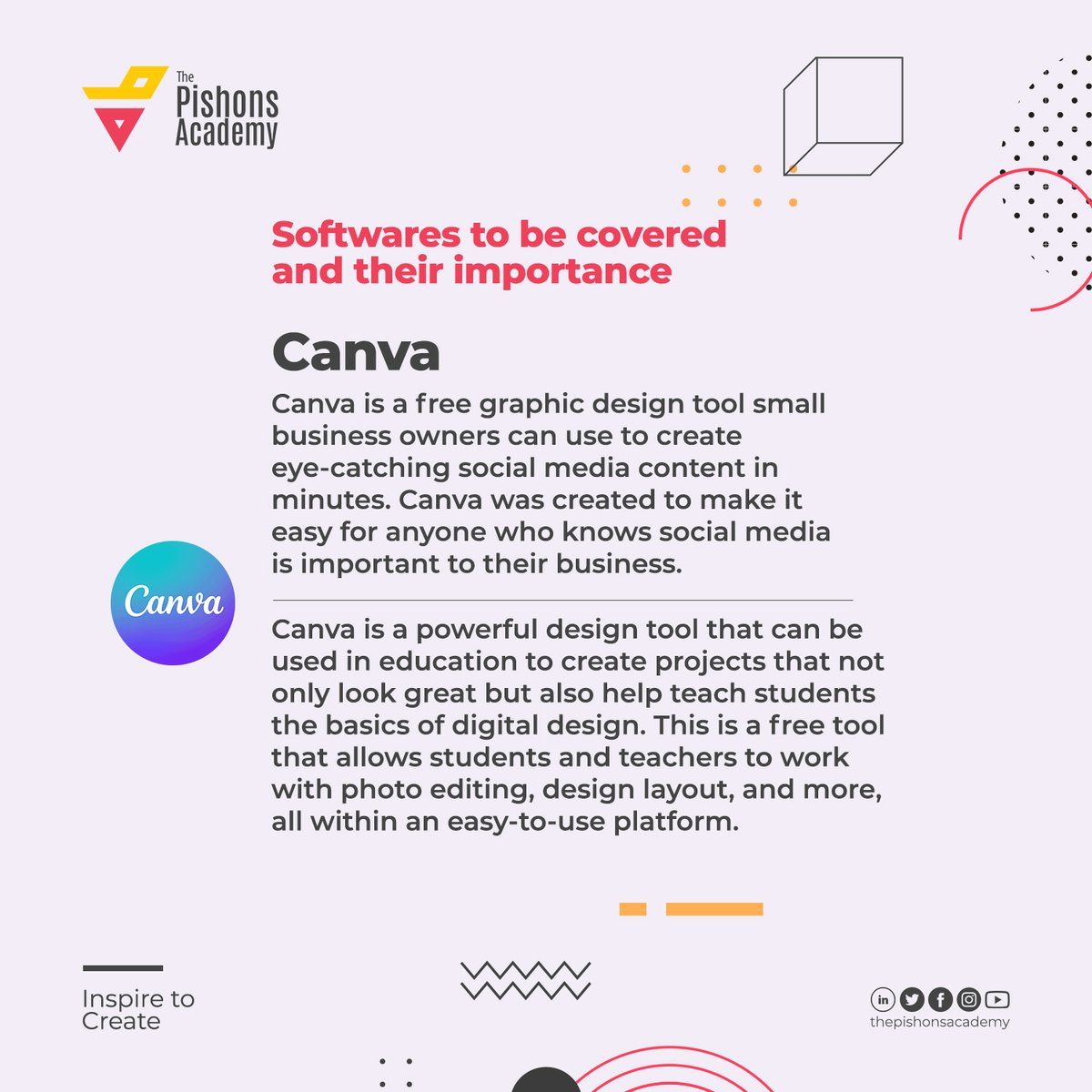 pishonsacademy's tweet image. Here are the design tools to be covered in our free grahic design practical class and their importance.
____
#ThePishonsAcademy #TPACommunity #goldinhma #ThePishonsAcademyCommunity #FreeLearning #learnforfree #TPAinspiretocreate