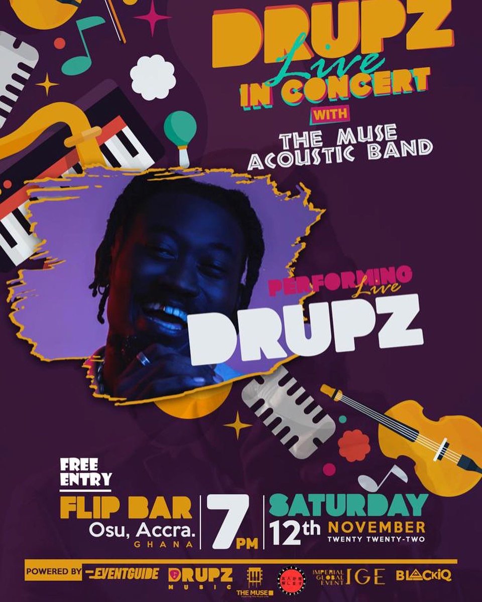 DRUPZmusic's tweet photo. Christmas came too early fi mi family dem!!!
Jamming with “The Muse Acoustic Band” 
Live @FLIPBarOsu 
On The 12/11/22 
It’s FRREEEEE!!! Cyaaa Miss it!!
#SEKUNDEABRANTIE https://t.co/ih2MF3QjS5