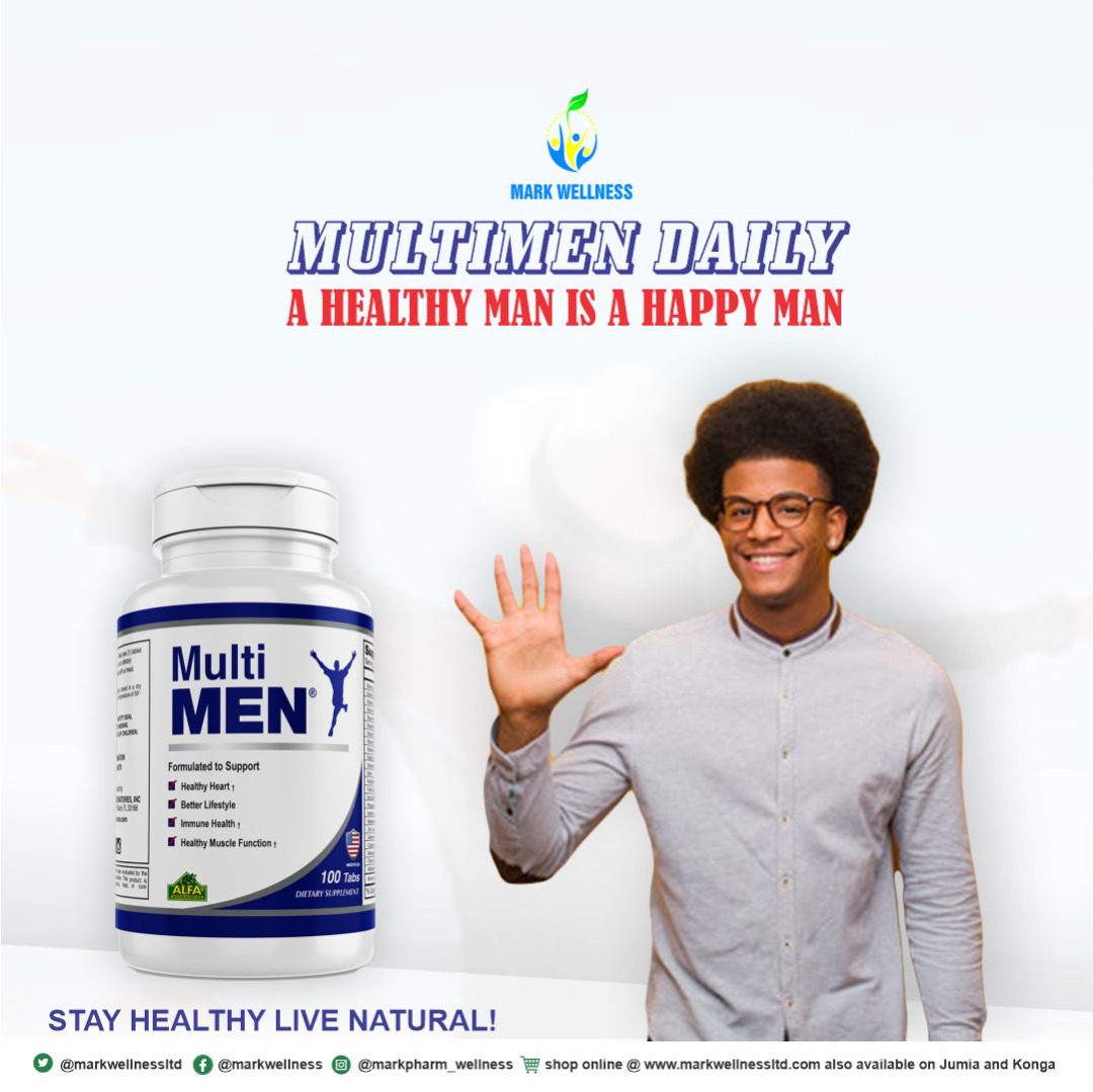 Markwellnessltd's tweet photo. A Man's health equals his happiness,  stay healthy with lots of energy and vitality today, take Multivitamin Daily Supplement. 

#Multimen #Supplement #formen #strength #vitality #Wellness #stayhealthy #livenatural https://t.co/JmjuxmNeM9