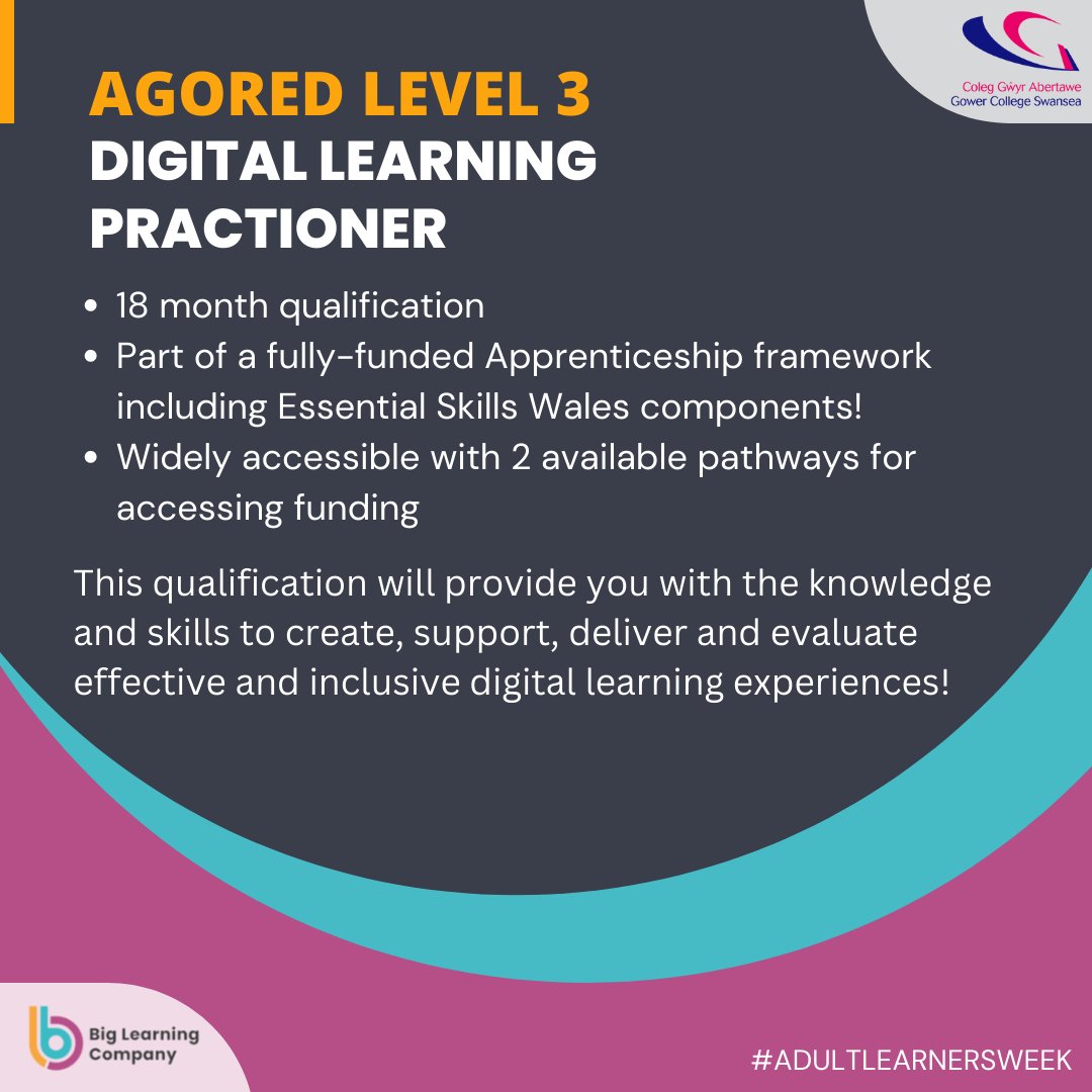 BigLearningCo's tweet photo. 🚨For #AdultLearnersWeek we're excited to share our new #DigitalApprenticeship offering: Digital Learning Practitioners with @GowerCollegeSwa

🤩INTERESTED? Book onto an info session HERE: https://t.co/lJLNAKKzmZ

👀Stayed tuned for more!
@LearnWorkUK @WorkingWales @WG_Education https://t.co/9nA8jZHO12