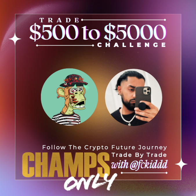 Today marks the start of a $500 -> to $5000 challenge from one of our Champs Only Anointed, <a href="/fckiddd/">fckiddd🔮</a> 🤯

Holders will be able to follow along and take part in the journey as we prove how simple it is to win in the bear market 🏆

Join our discord below for details 🚀