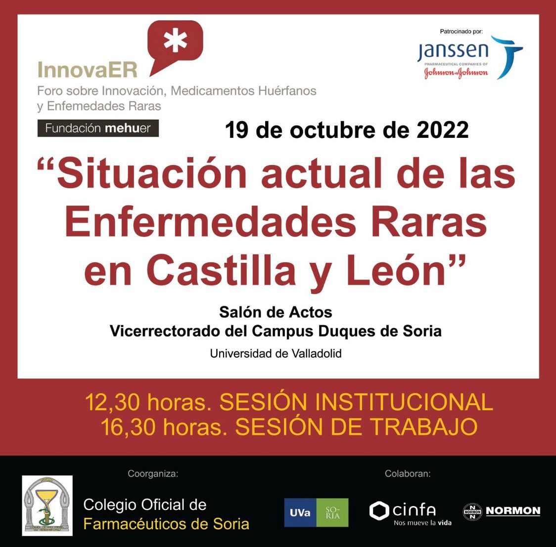 Soria acogerá la nueva edición de #InnovaER, un foro para analizar la realidad de las enfermedades raras en Castilla y León #EnfermedadesRaras
fundacionmehuer.es/Noticias/aid/1…