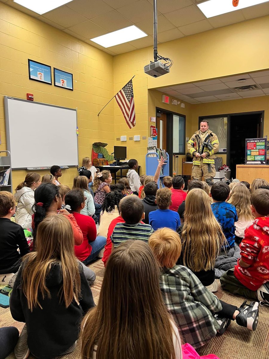 MrsCombs_2nd's tweet photo. Today we had the pleasure of having Mr Combs who is a local firefighter come in and talk to us about fire safety! 🔥🚒🧯@JCWestElem @MsWright_2nd @MsLaney_2nd https://t.co/ZuA5nsHk4R