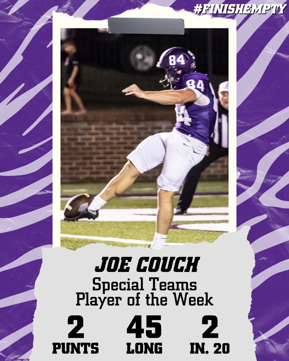 Ouachita Special Teams Player of the Week Joe Couch Punter - Torquay, Victoria, Australia #FINISHEMPTY