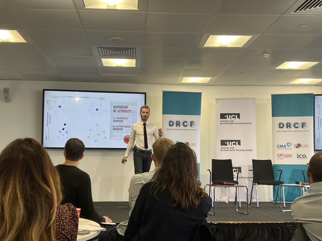 At the Digital Regulatory Ccoperation Forum and having a really interesting opening session with <a href="/PirateOrg/">JP Vergne</a> from UCL about the linkages between decentralisation, information availability, and decision making
