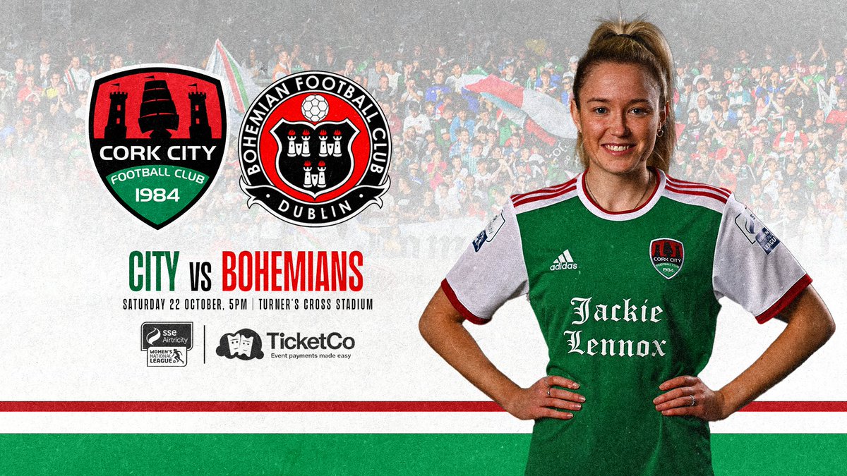 We're back at Turner's Cross on Saturday, as we take on Bohemians in our final home game of the season 🔜

Let's end on a high with a big crowd at the Cross ✊🏼

5pm kick-off ⌚️

Tickets 👇🏼

corkcityfc.ticketco.events/ie/ie/e/wnl_co…

#CCFC84 | #WeAreCity